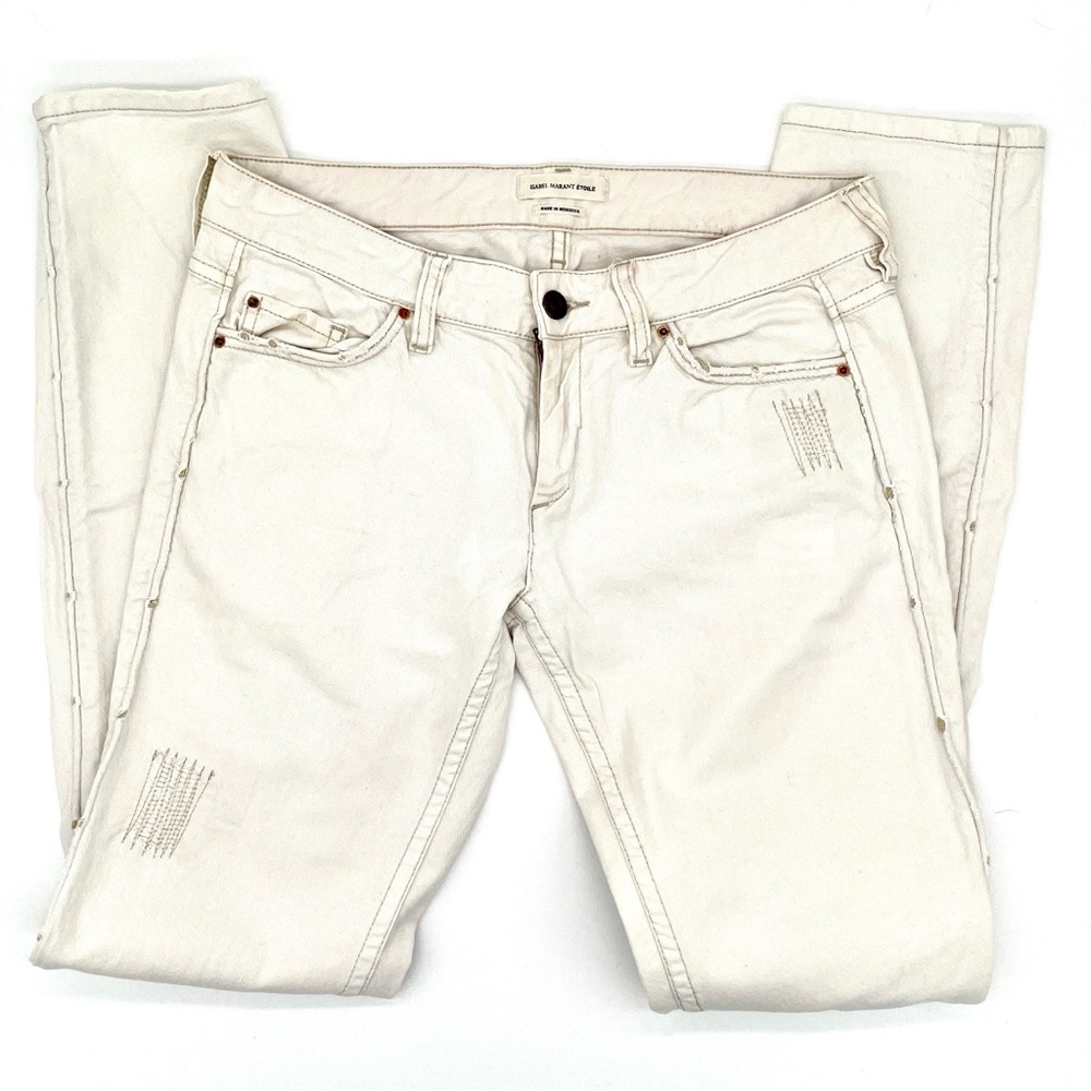 ISABEL MARANT Low-Rise Straight Leg Jeans White EU38